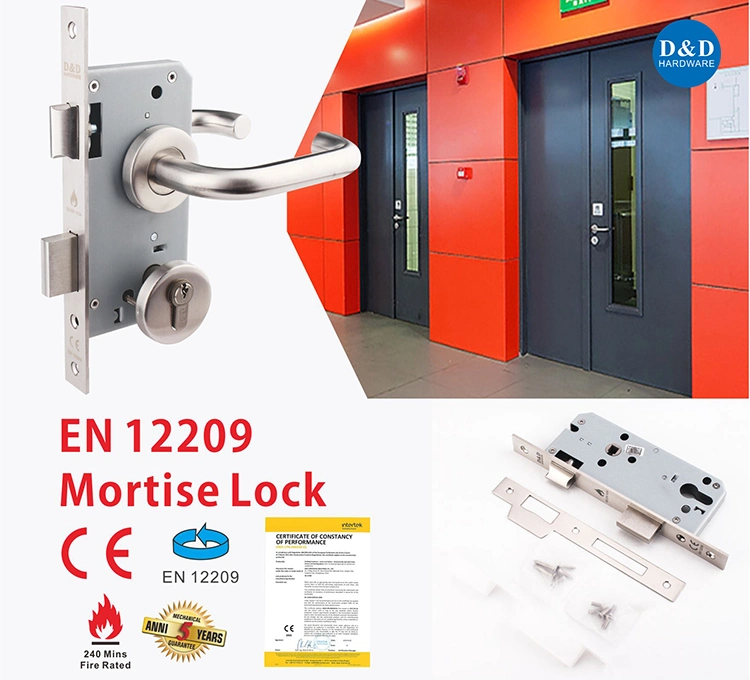 Euro Fire Rated Stainless Steel 304 Outside Mortise Handle Lock Metal Sash Lock Deadbolt High Security Internal Commercial Cylinder Door Lock Mortice Front Lock