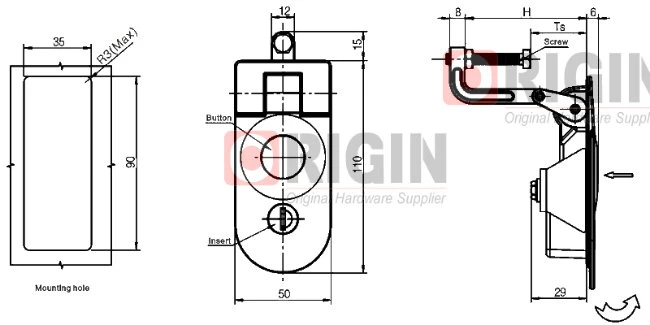 Non-Locking Grip Adjustable Flush Handle Lever Compression Latch