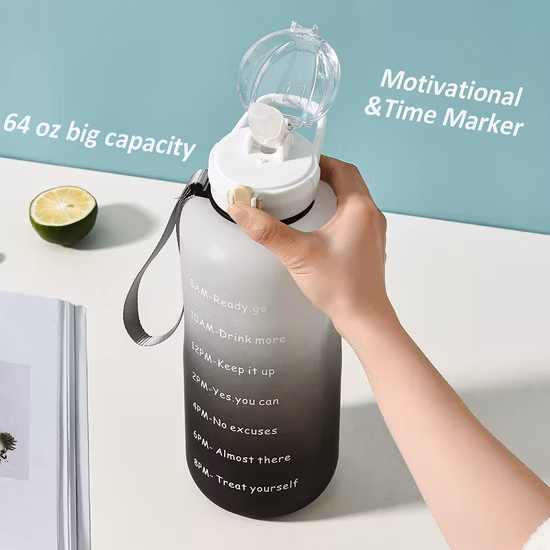 Лидер продаж, индивидуальный пластиковый маркер времени, 1 галлон, мотивационная бутылка для воды емкостью 2,2 литра для тренажерного зала